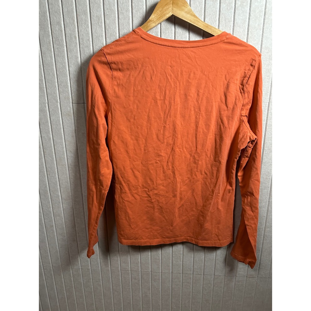 Mossimo Womens Long Sleeve V-Neck T-Shirt Size XL Burnt Orange Cotton Stretch